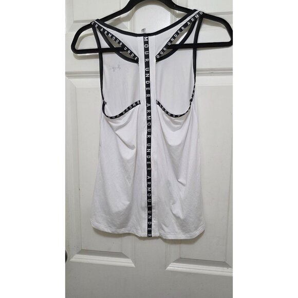 Under Armour Womens White Loose Fit Tank Top With Black Straps XS - Picture 3 of 5